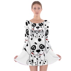 Cute Dalmatian Puppy  Long Sleeve Skater Dress by Valentinaart