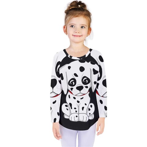 Cute Dalmatian Puppy  Kids  Long Sleeve Tee by Valentinaart