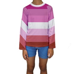 Lesbian Pride Flag Kids  Long Sleeve Swimwear