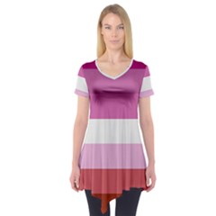 Lesbian Pride Flag Short Sleeve Tunic  by Valentinaart