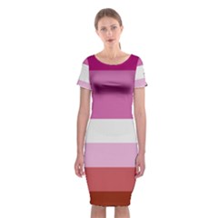 Lesbian Pride Flag Classic Short Sleeve Midi Dress by Valentinaart