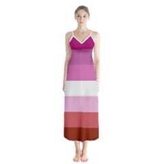 Lesbian Pride Flag Button Up Chiffon Maxi Dress