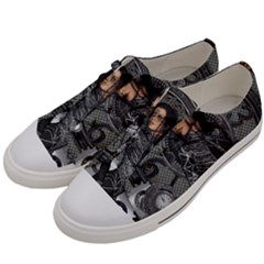 Steampunk, Steampunk Lady, Clocks And Gears In Silver Men s Low Top Canvas Sneakers by FantasyWorld7