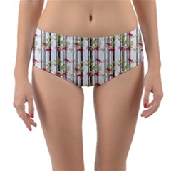 Bamboo Pattern Reversible Mid-waist Bikini Bottoms by ValentinaDesign