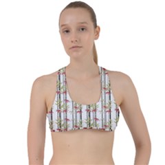 Bamboo Pattern Criss Cross Racerback Sports Bra by ValentinaDesign