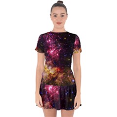 Space Colors Drop Hem Mini Chiffon Dress by ValentinaDesign