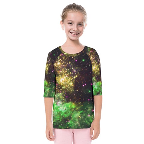 Space Colors Kids  Quarter Sleeve Raglan Tee by ValentinaDesign