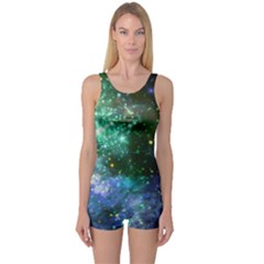 Space Colors One Piece Boyleg Swimsuit by ValentinaDesign