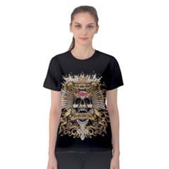 Black & Moccasin Killer Skull Women s Sport Mesh Tee