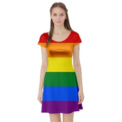 Pride Flag Short Sleeve Skater Dress by Valentinaart
