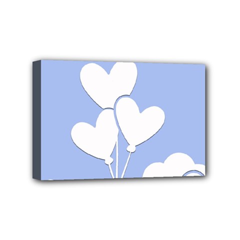 Clouds Sky Air Balloons Heart Blue Mini Canvas 6  X 4  by Nexatart