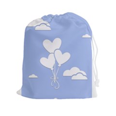 Clouds Sky Air Balloons Heart Blue Drawstring Pouches (xxl) by Nexatart