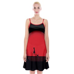 Girl Cat Scary Red Animal Pet Spaghetti Strap Velvet Dress