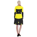 Flower Land Yellow Black Design Long Sleeve Velvet Front Wrap Dress View2