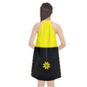 Flower Land Yellow Black Design Halter Neckline Chiffon Dress  View2