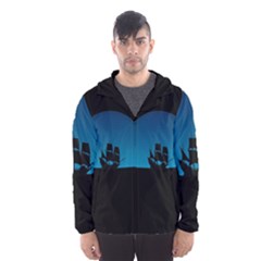 Ship Night Sailing Water Sea Sky Hooded Wind Breaker (men) by Nexatart