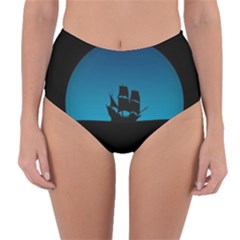 Ship Night Sailing Water Sea Sky Reversible High-waist Bikini Bottoms by Nexatart