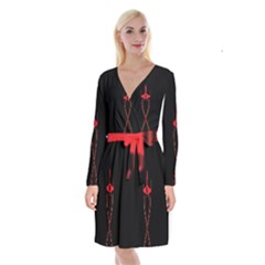 Ship Space Spaceship Long Sleeve Velvet Front Wrap Dress