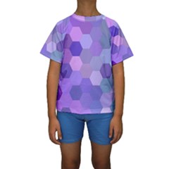 Purple Hexagon Background Cell Kids  Short Sleeve Swimwear by Nexatart