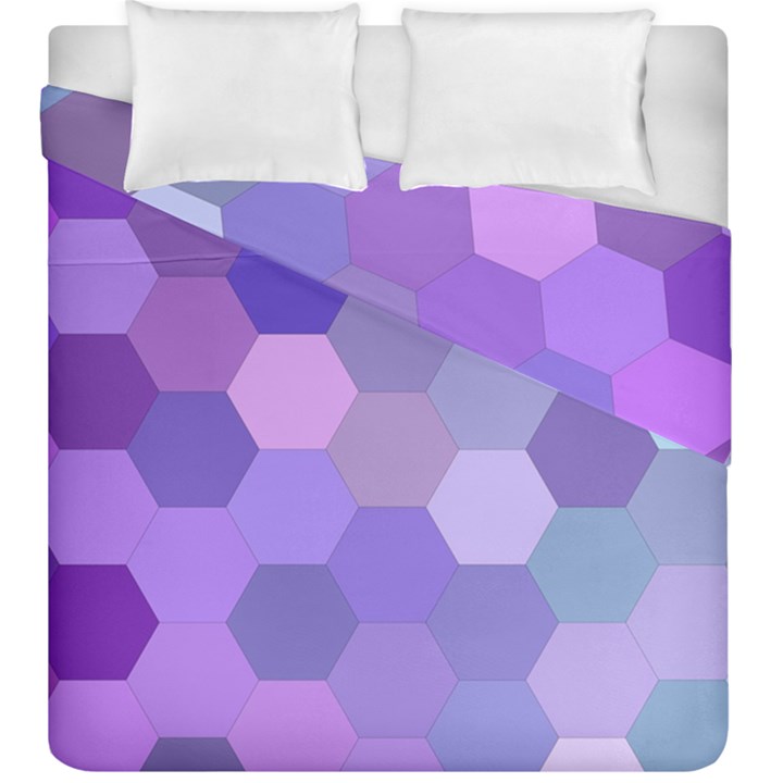 Purple Hexagon Background Cell Duvet Cover Double Side (King Size)