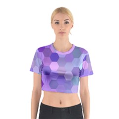 Purple Hexagon Background Cell Cotton Crop Top by Nexatart