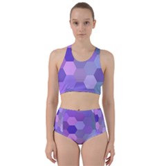 Purple Hexagon Background Cell Racer Back Bikini Set by Nexatart