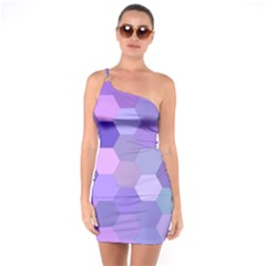 Purple Hexagon Background Cell One Soulder Bodycon Dress by Nexatart