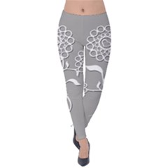 Flower Heart Plant Symbol Love Velvet Leggings by Nexatart