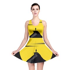 Man Mountain Moon Yellow Sky Reversible Skater Dress