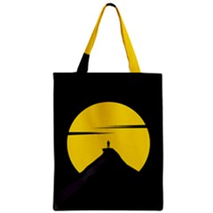 Man Mountain Moon Yellow Sky Zipper Classic Tote Bag