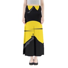 Man Mountain Moon Yellow Sky Full Length Maxi Skirt