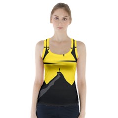 Man Mountain Moon Yellow Sky Racer Back Sports Top