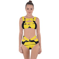 Man Mountain Moon Yellow Sky Bandaged Up Bikini Set  by Nexatart