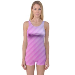 Diagonal Pink Stripe Gradient One Piece Boyleg Swimsuit by Nexatart