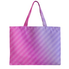 Diagonal Pink Stripe Gradient Zipper Mini Tote Bag