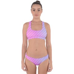 Diagonal Pink Stripe Gradient Cross Back Hipster Bikini Set