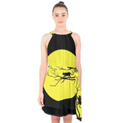 Jaguar Puma Animal Panther Cat Halter Collar Waist Tie Chiffon Dress by Nexatart