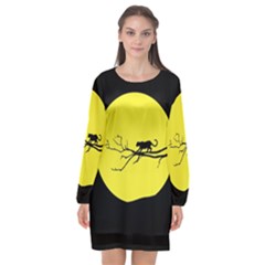 Jaguar Puma Animal Panther Cat Long Sleeve Chiffon Shift Dress  by Nexatart