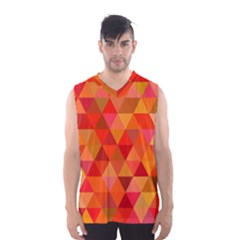 Red Hot Triangle Tile Mosaic Men s Basketball Tank Top by Nexatart