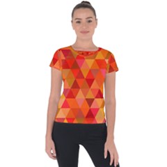 Red Hot Triangle Tile Mosaic Short Sleeve Sports Top  by Nexatart