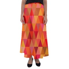 Red Hot Triangle Tile Mosaic Flared Maxi Skirt by Nexatart