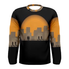 City Buildings Couple Man Women Men s Long Sleeve Tee by Nexatart