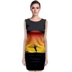 Horse Cowboy Sunset Western Riding Classic Sleeveless Midi Dress by Nexatart