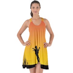 Horse Cowboy Sunset Western Riding Show Some Back Chiffon Dress by Nexatart