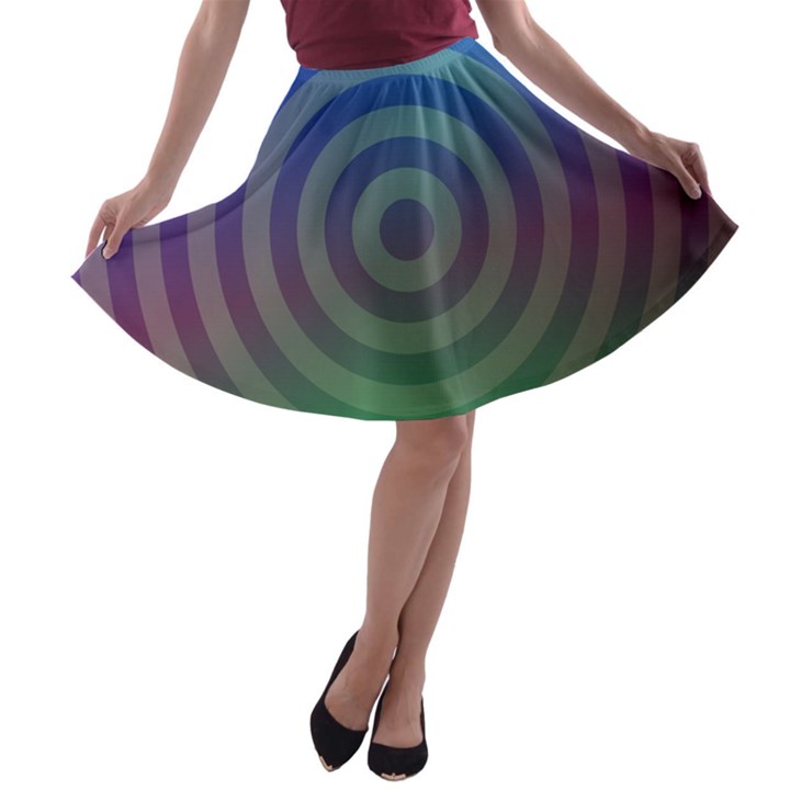 Blue Green Abstract Background A-line Skater Skirt