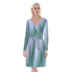 Teal Background Concentric Long Sleeve Velvet Front Wrap Dress