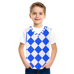 Blue White Diamonds Seamless Kids  Sportswear by Nexatart