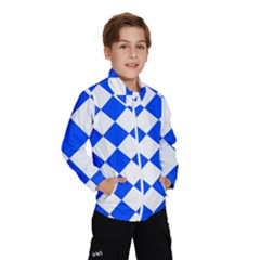 Blue White Diamonds Seamless Wind Breaker (kids) by Nexatart