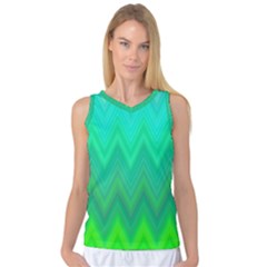 Green Zig Zag Chevron Classic Pattern Women s Basketball Tank Top by Nexatart