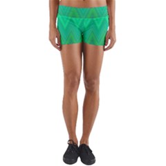 Green Zig Zag Chevron Classic Pattern Yoga Shorts